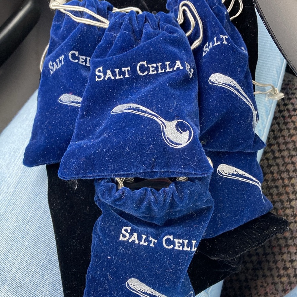 Salt Cellars Blue with Velvet Pouches